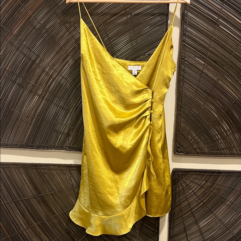 Topshop Yellow Satin Dress